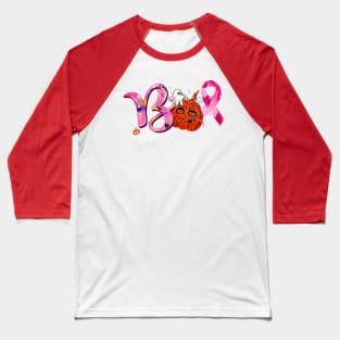 Boo Pumpkin Cute Ghost Pink Ribbon Breast Cancer Halloween Baseball T-Shirt